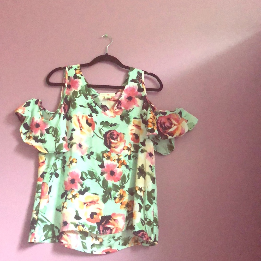 WISHFUL🌺PARK mint floral summer blouse